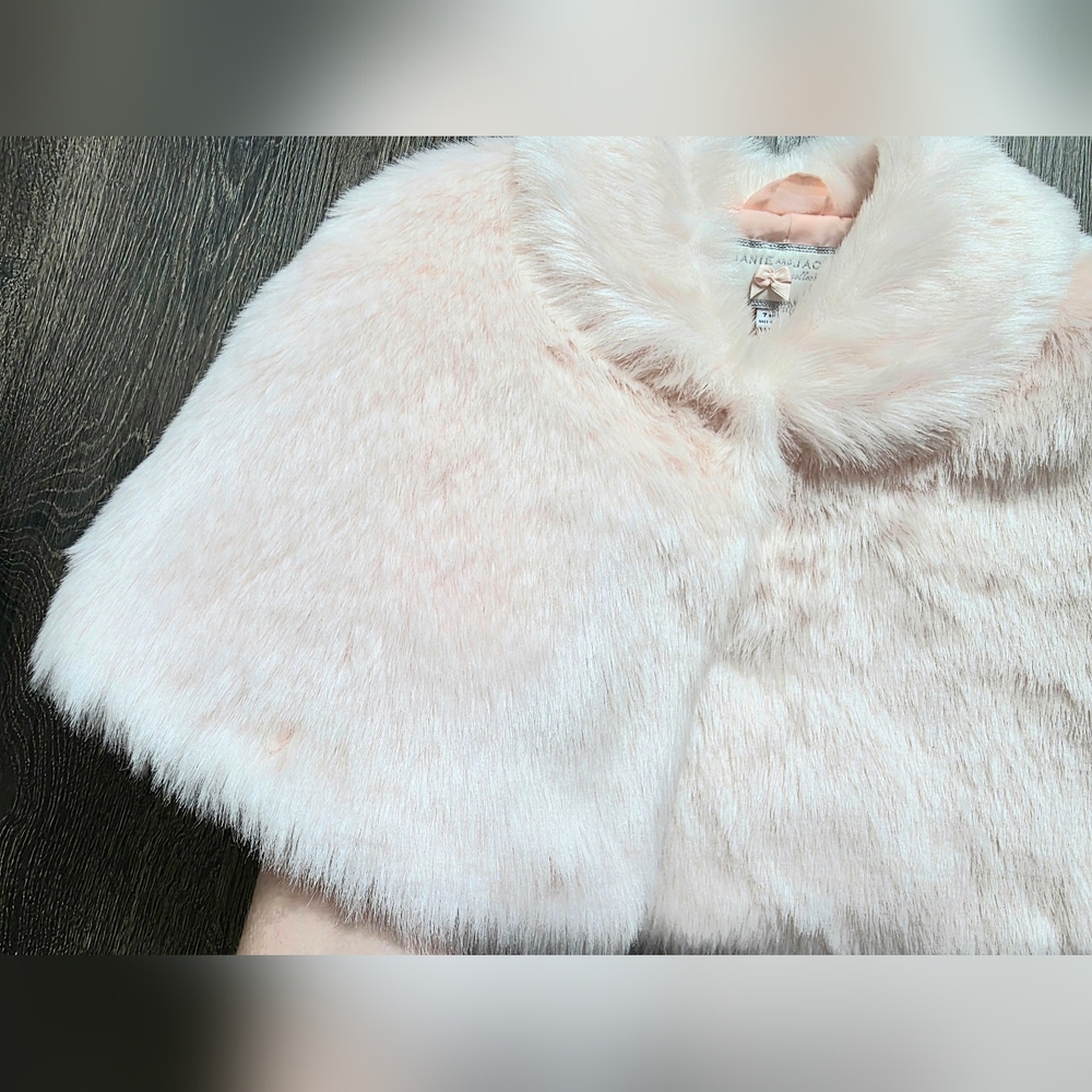 Janie & Jack "Blush Beauty" blush pink faux fur capelet - Picture 6 of 7